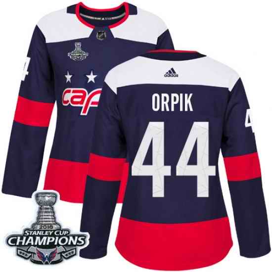 Adidas Capitals #44 Brooks Orpik Navy Authentic 2018 Stadium Series Stanley Cup Final Champions Womens Stitched NHL Jersey